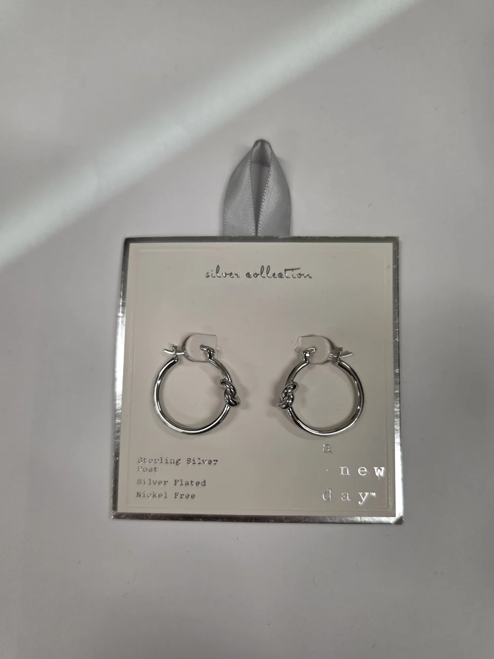a new day Silver Knot Detail Hoop Earrings Sterling Silver Post